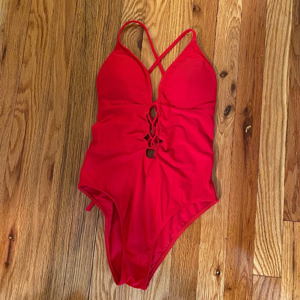 Red Abercrombie and fitch bathing suit